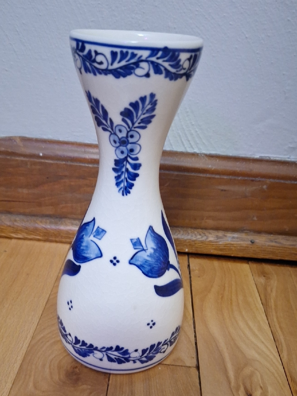 Blue and White Floral Porcelain Vase